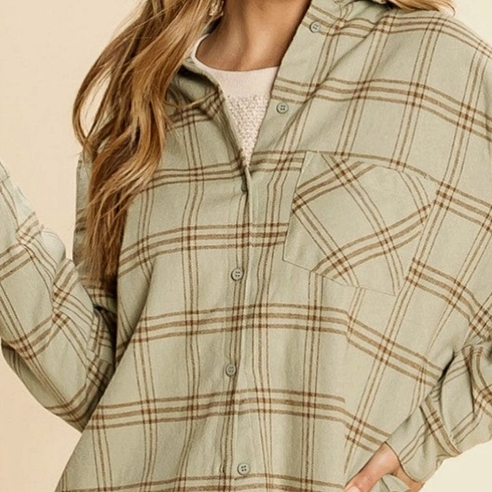Women's Mustard Yellow Plaid Flannel Button-Down Shirt